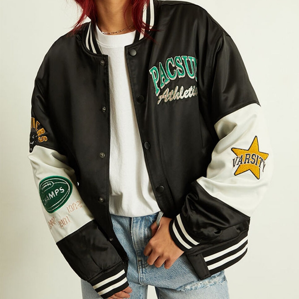 NWT PacSun Black Athletic Varsity Jacket